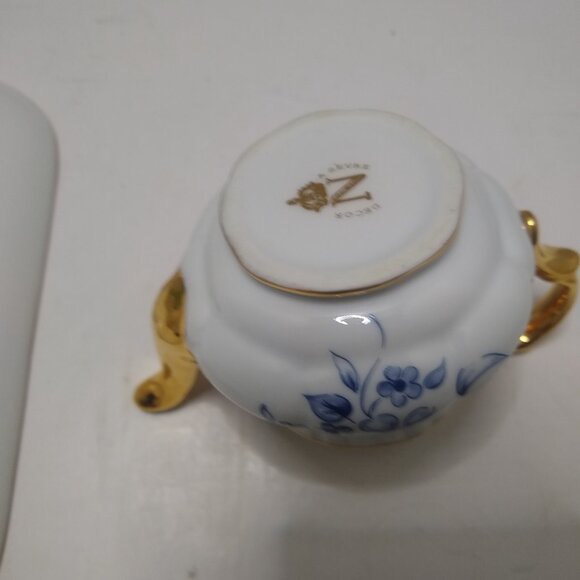 A Servre Decor Mini Tea Set 10 Piece Hand Painted Blue Gold. - Picture 7 of 14